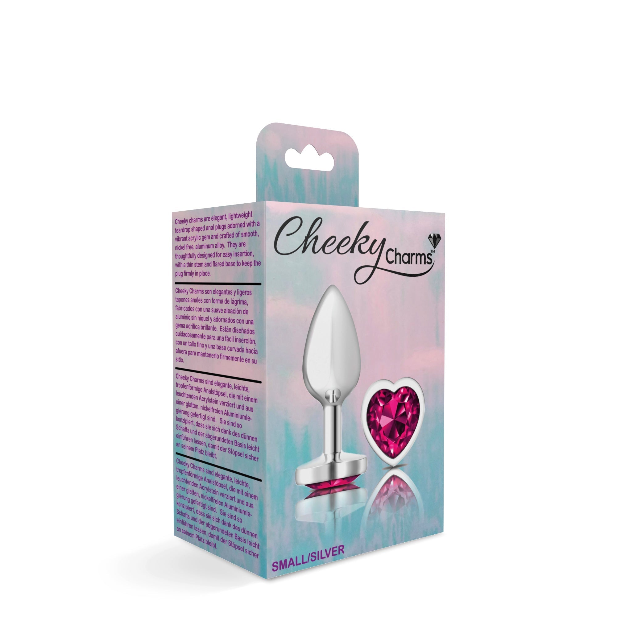 Cheeky Charms Heart Bright Pink Silver Plug