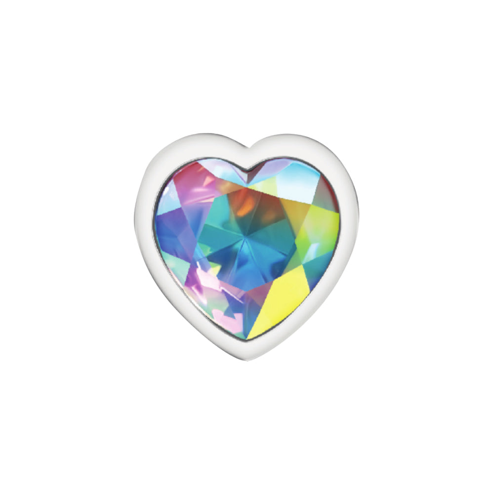 Cheeky Charms Heart Clear Iridescent Silver Plug