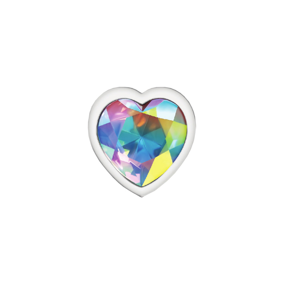 Cheeky Charms Heart Clear Iridescent Silver Plug