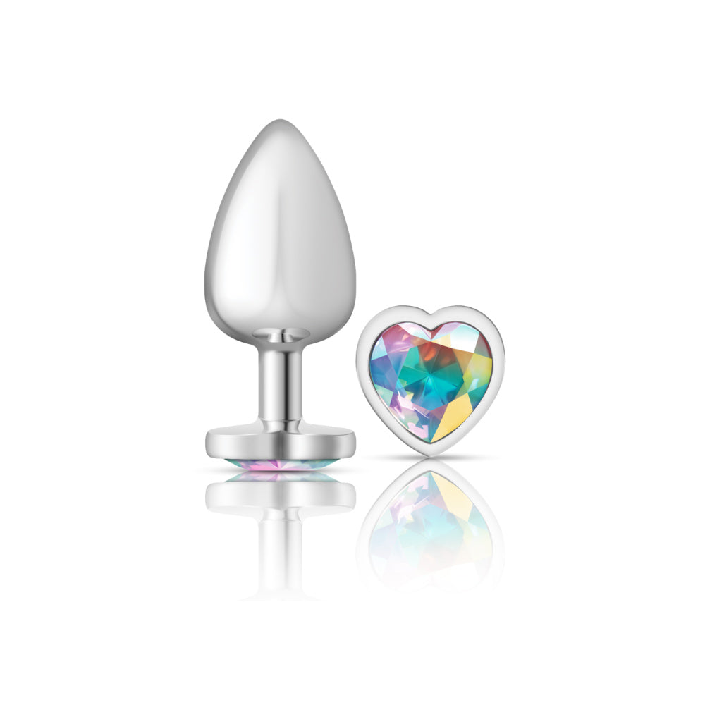 Cheeky Charms Heart Clear Iridescent Silver Plug Large