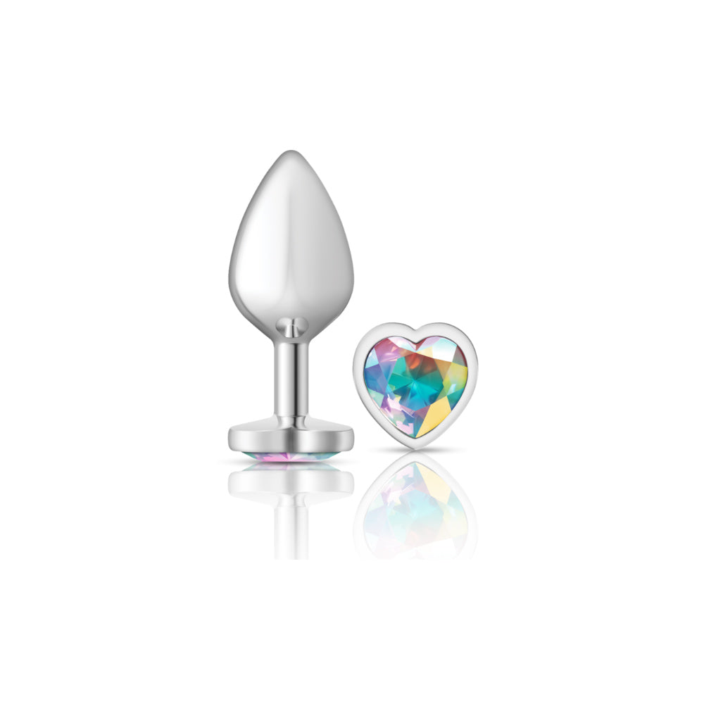 Cheeky Charms Heart Clear Iridescent Silver Plug Medium