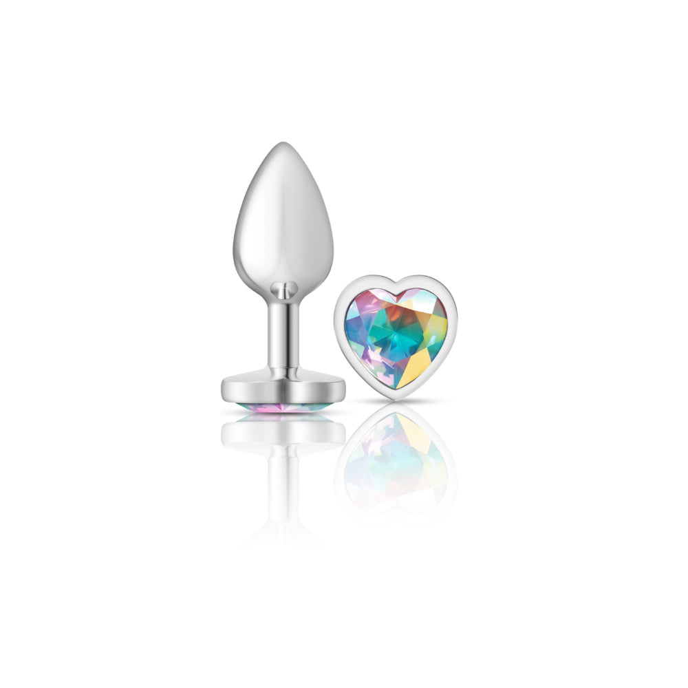 Cheeky Charms Heart Clear Iridescent Silver Plug Small