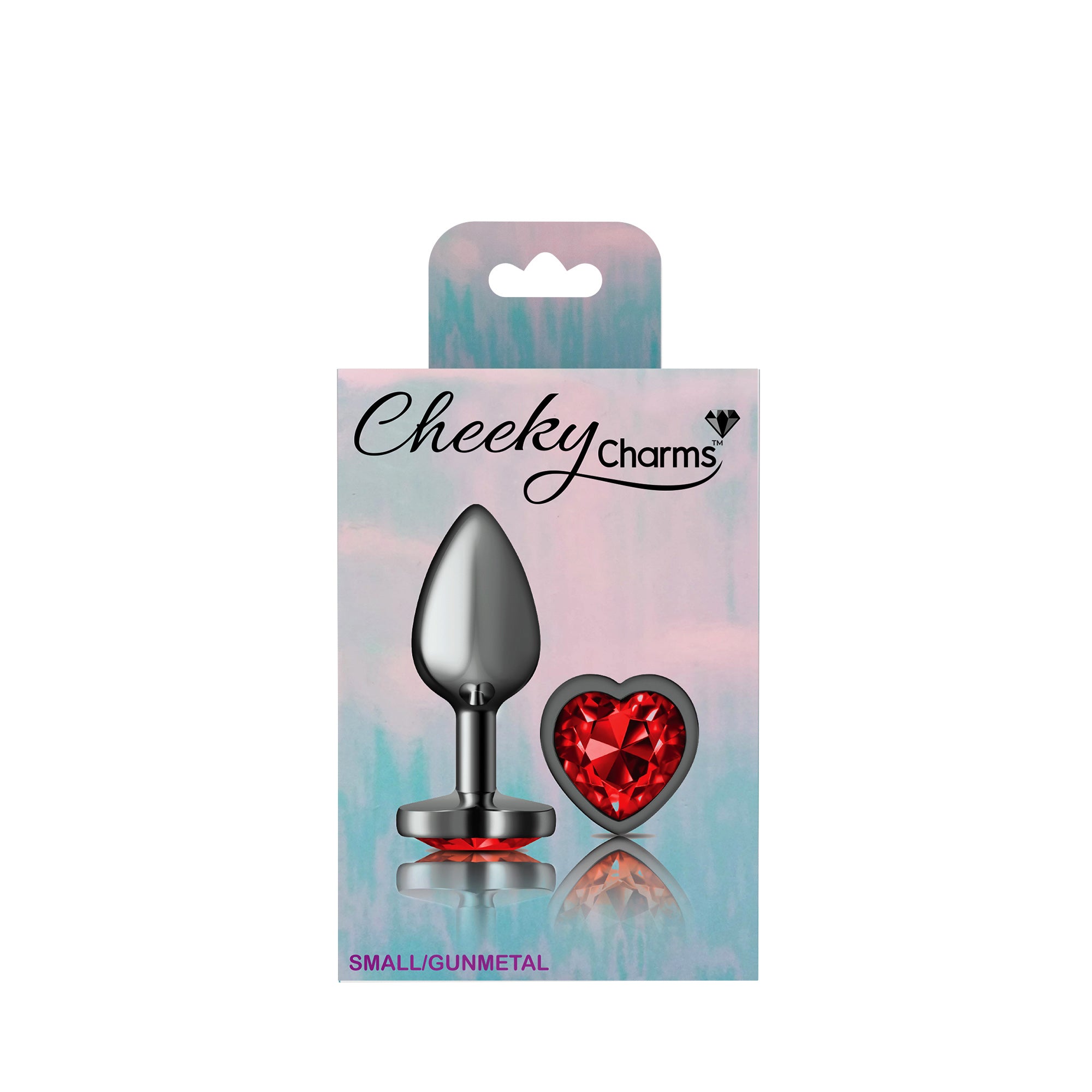 Cheeky Charms Heart Deep Red Gunmetal Butt Plug