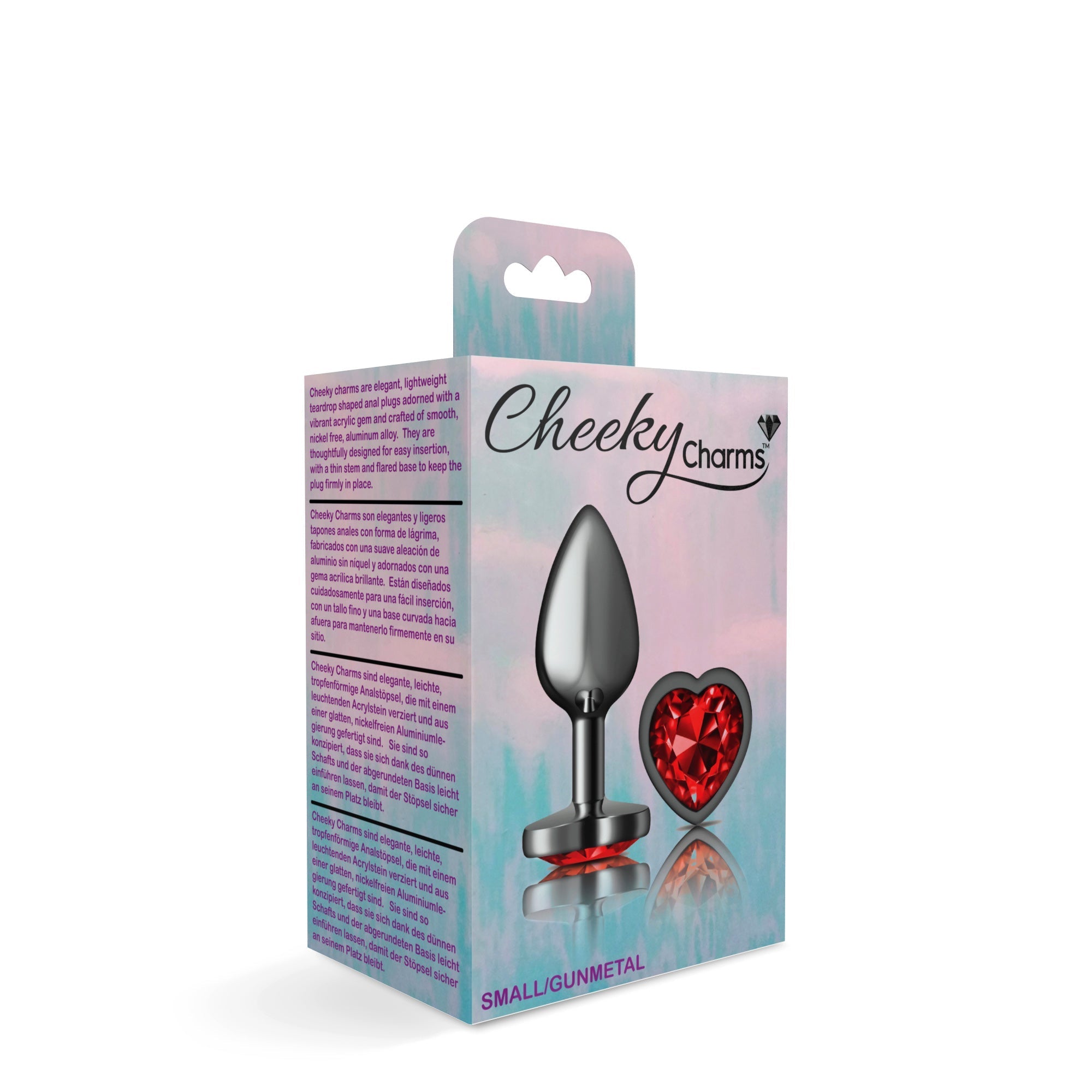 Cheeky Charms Heart Deep Red Gunmetal Butt Plug