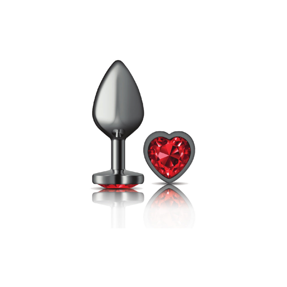 Cheeky Charms Heart Deep Red Gunmetal Butt Plug