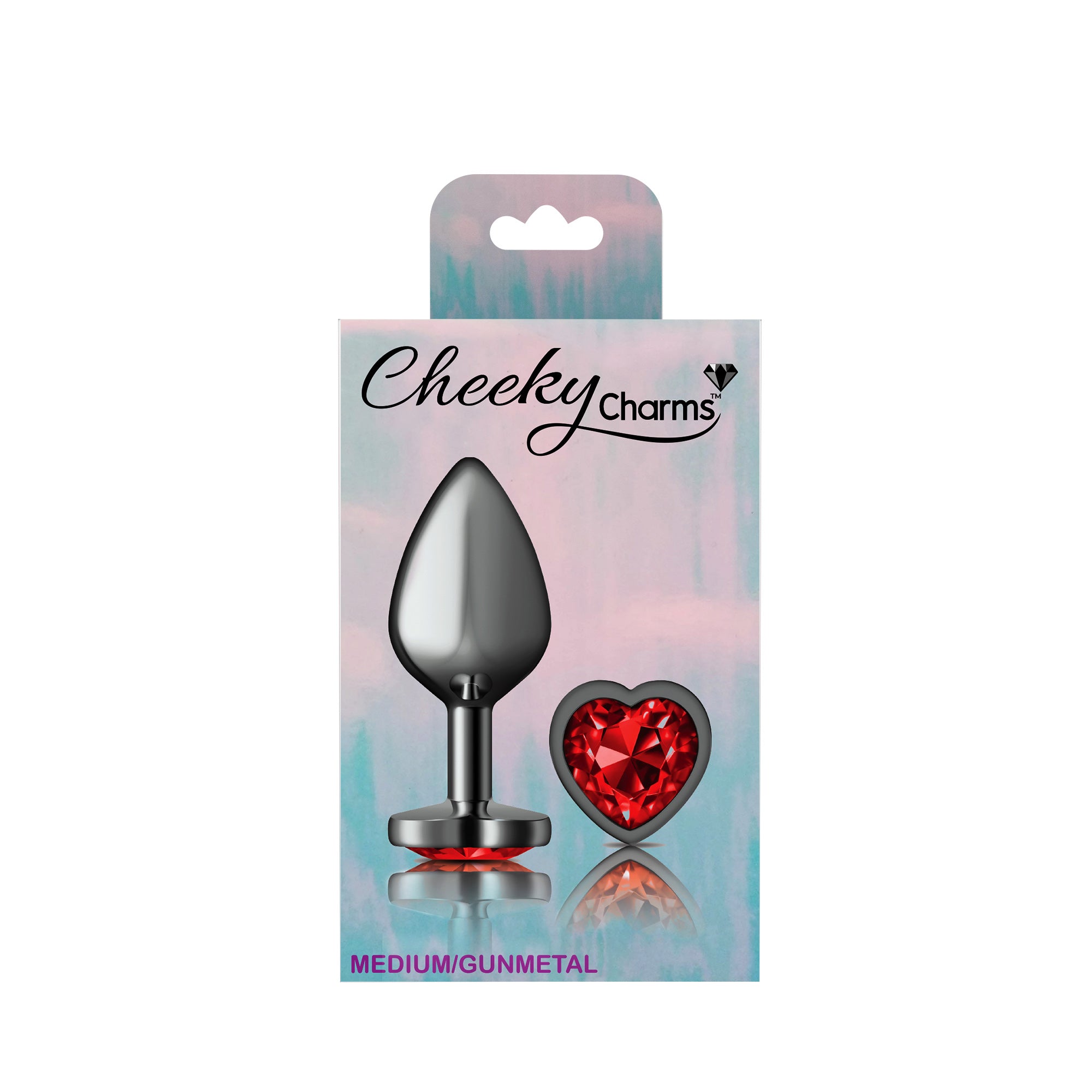 Cheeky Charms Heart Deep Red Gunmetal Butt Plug