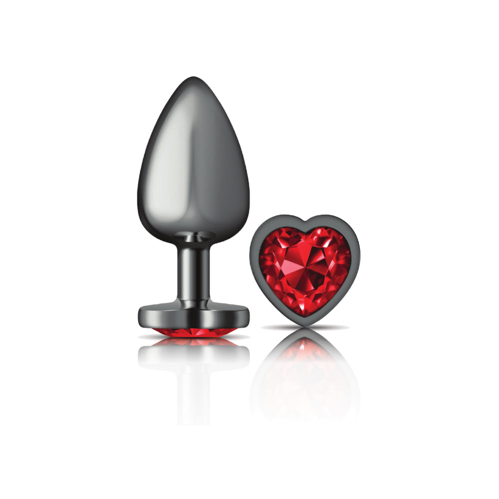 Cheeky Charms Heart Deep Red Gunmetal Butt Plug