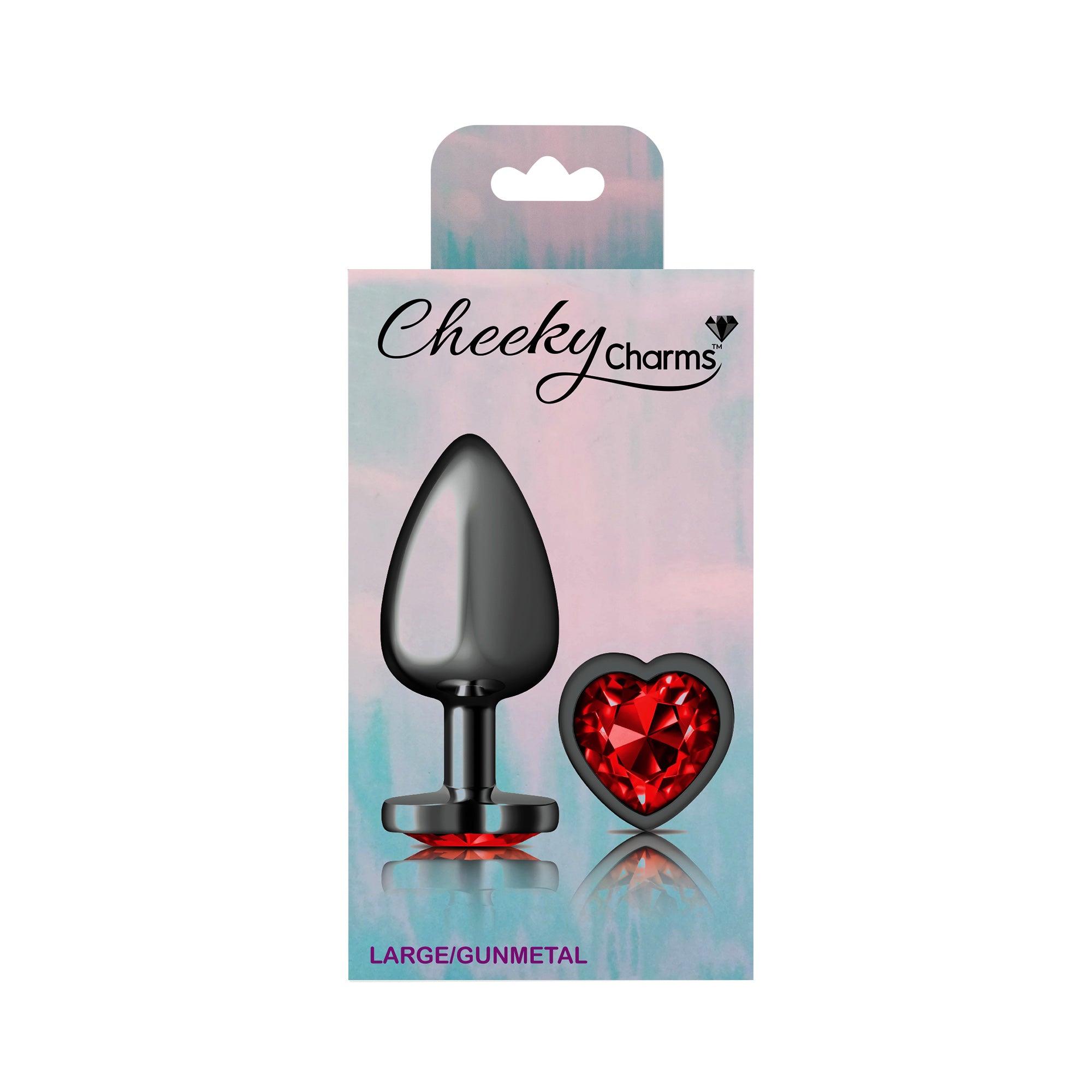 Cheeky Charms Heart Deep Red Gunmetal Butt Plug