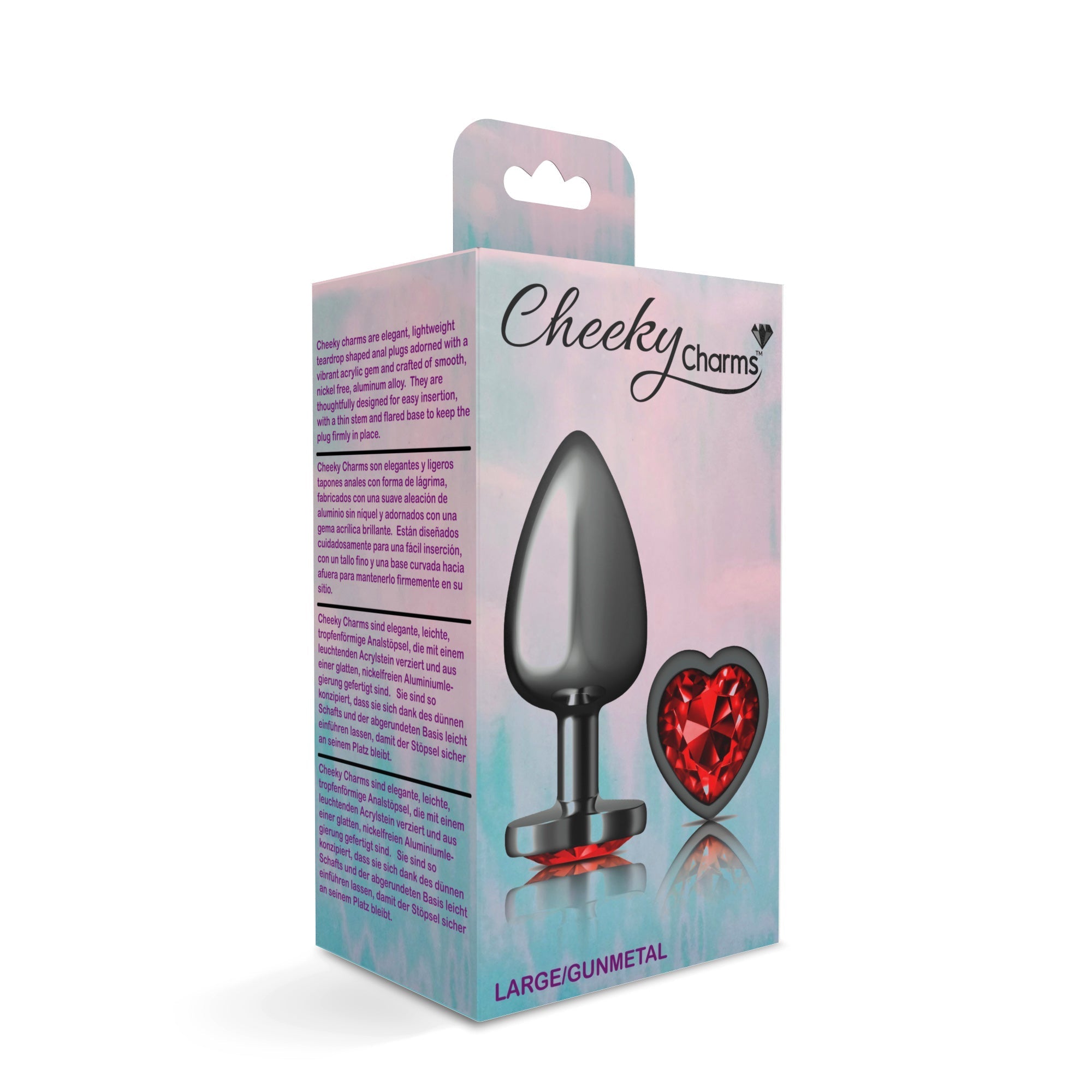 Cheeky Charms Heart Deep Red Gunmetal Butt Plug