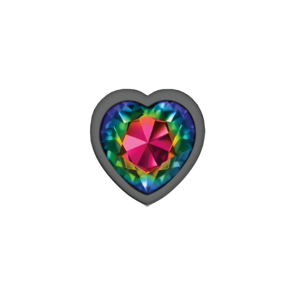 Cheeky Charms Heart Rainbow Gunmetal Butt Plug