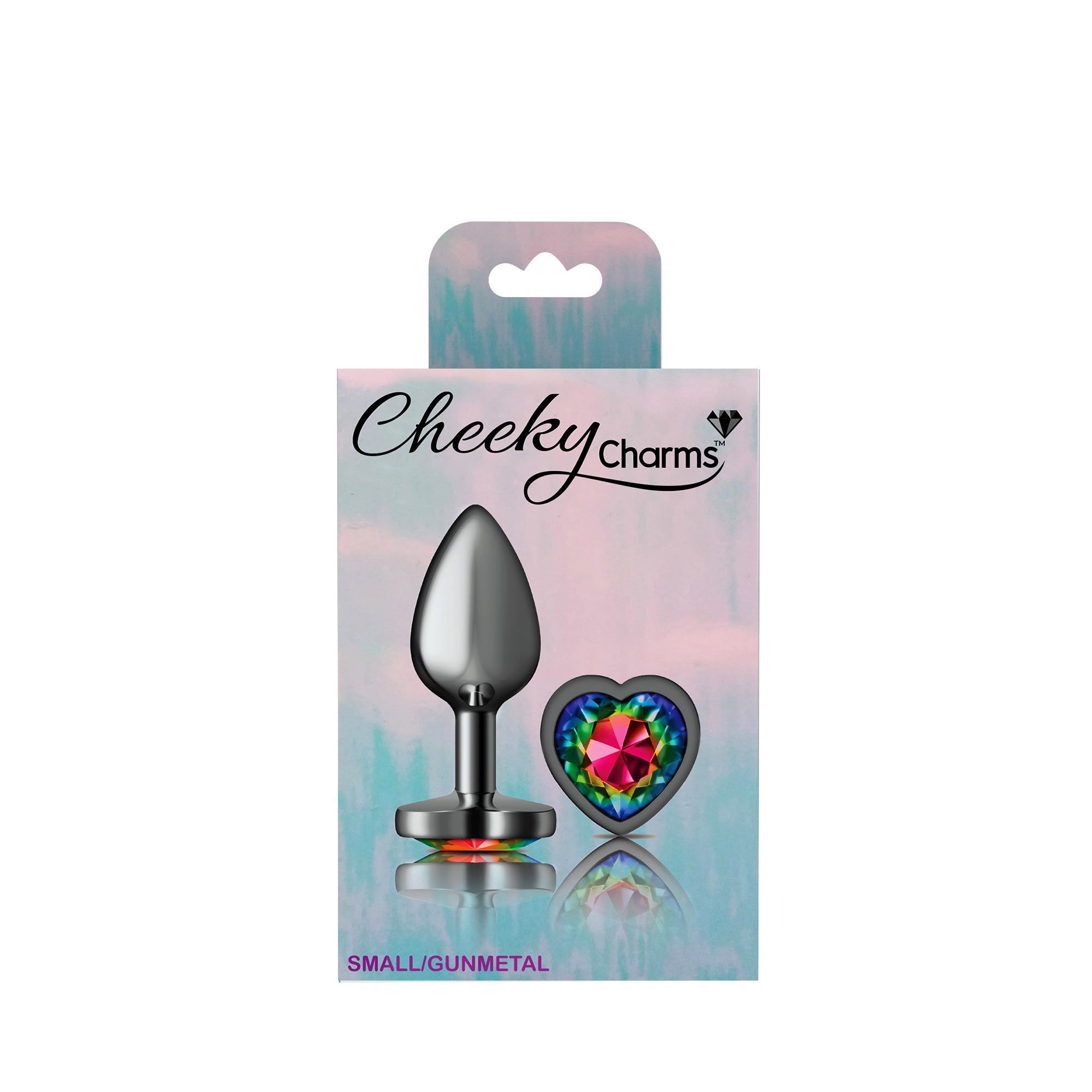 Cheeky Charms Heart Rainbow Gunmetal Butt Plug