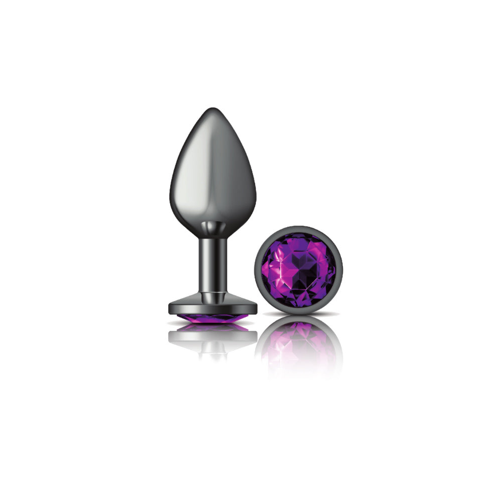 Cheeky Charms Round Gunmetal Butt Plug Purple / Medium