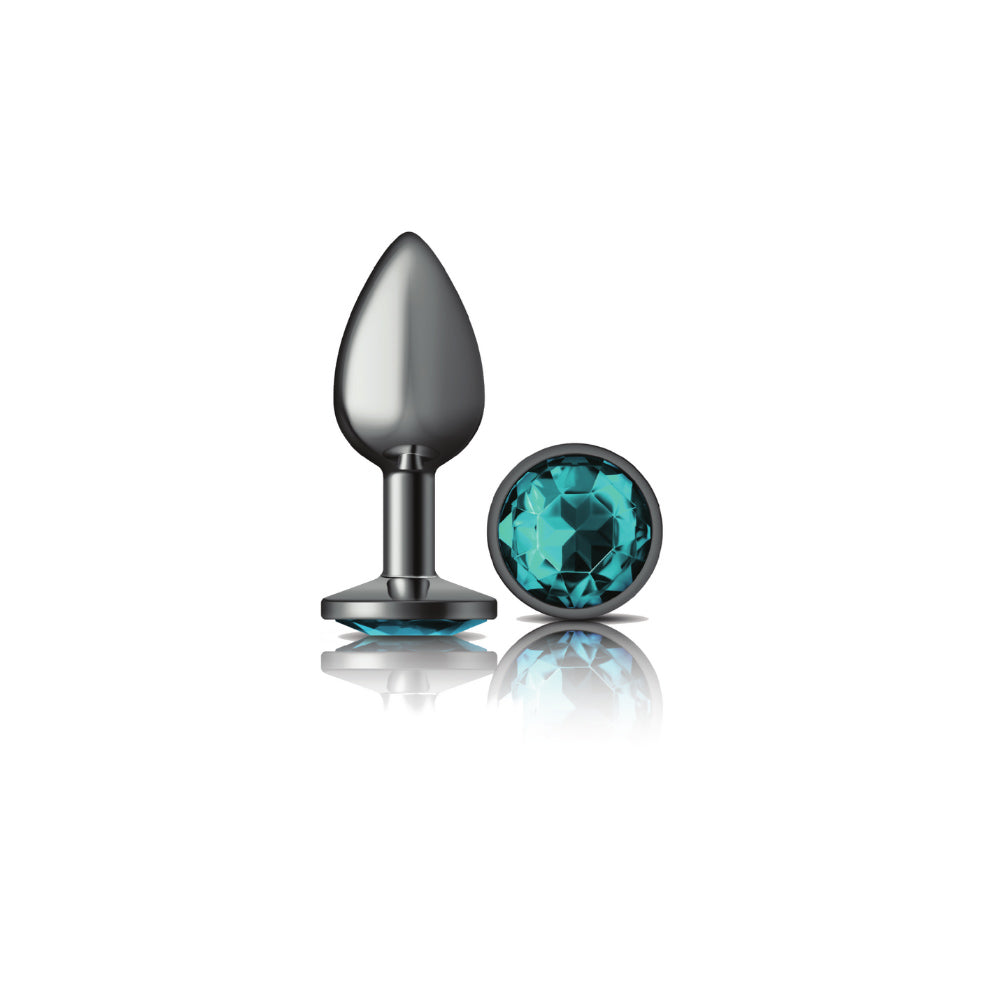 Cheeky Charms Round Gunmetal Butt Plug teal / Small