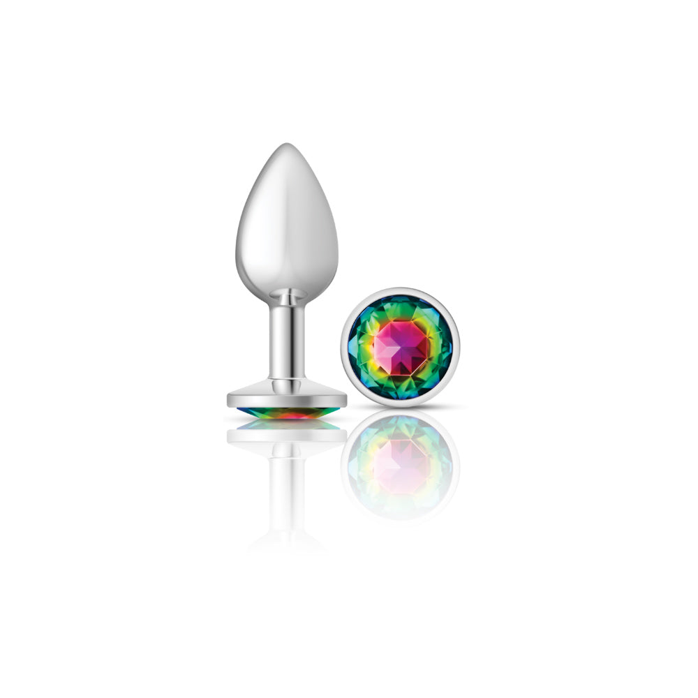 Cheeky Charms Round Rainbow Silver Plug Small