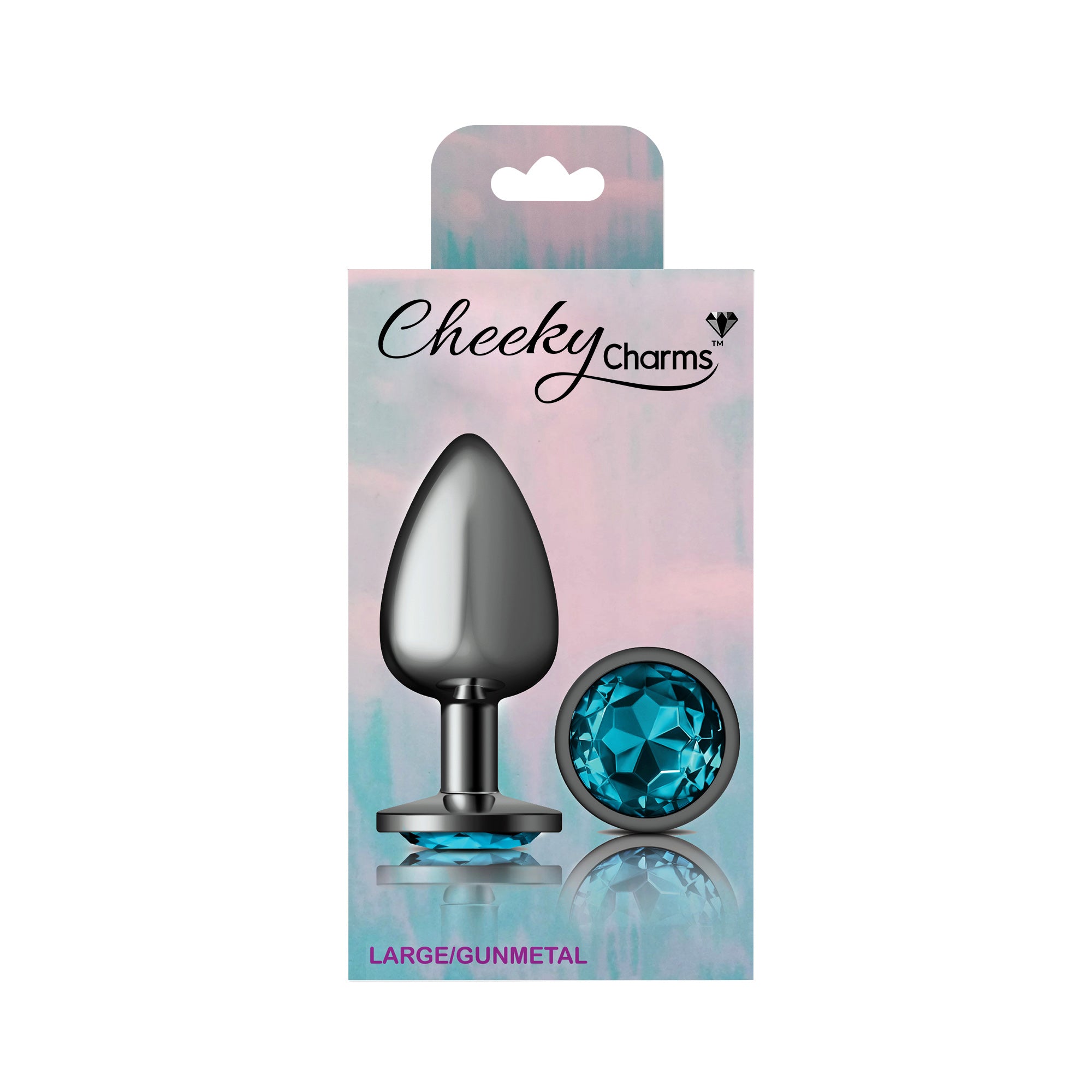 Cheeky Charms Round Teal Large Gunmetal Butt Plug