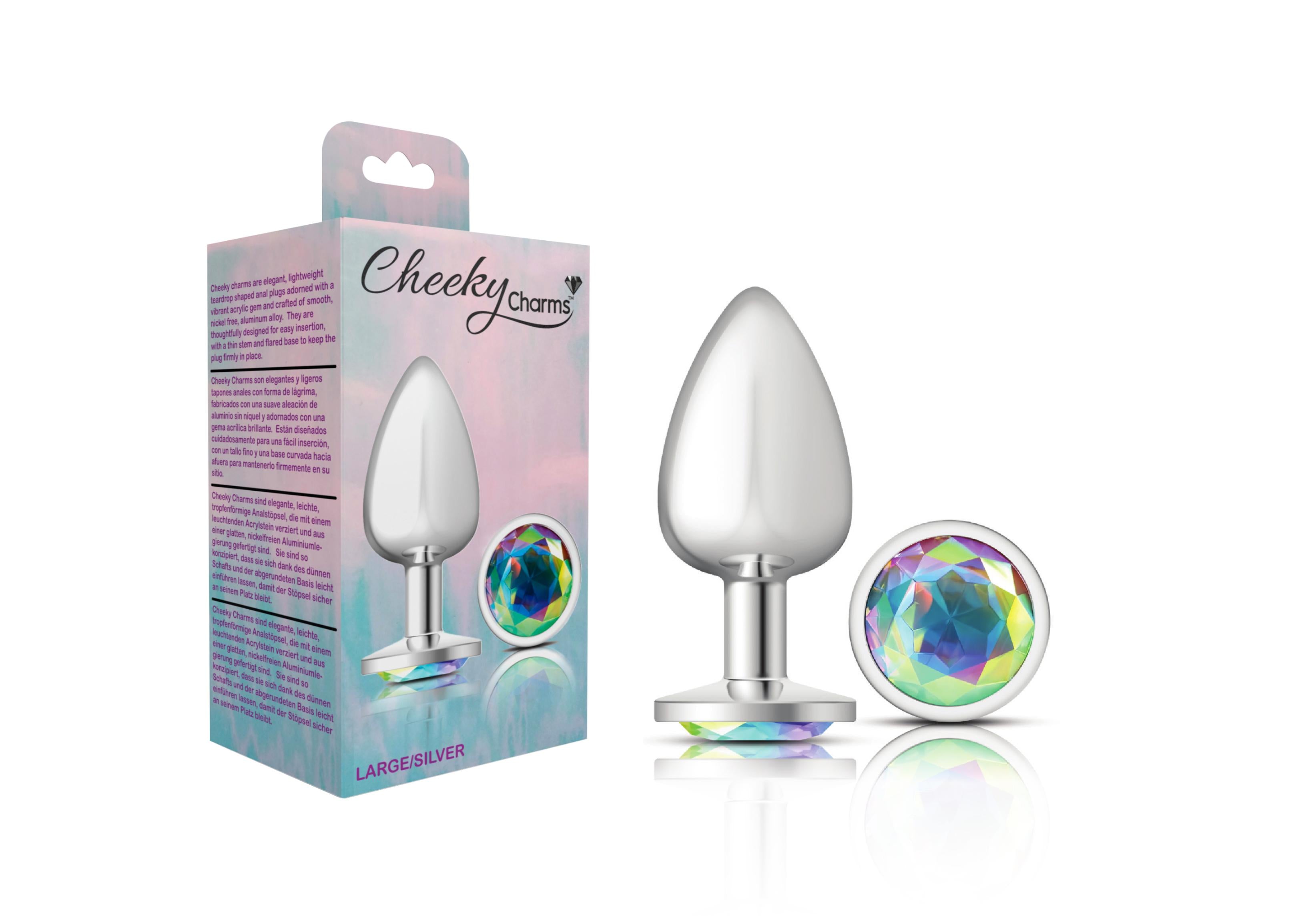 Cheeky Charms - Silver Metal Butt Plug Large