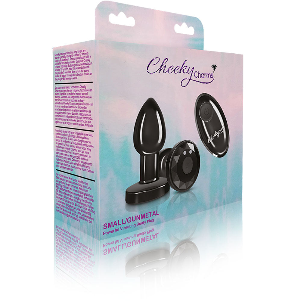 Cheeky Charms Vibrating Metal Plug Gunmetal W/ Remote