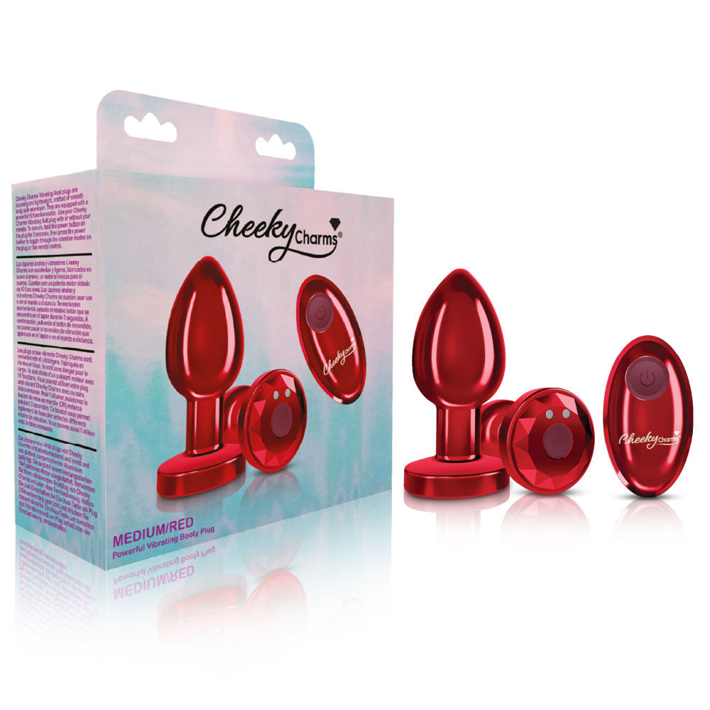 Cheeky Charms Vibrating Metal Plug Red W/ Remote