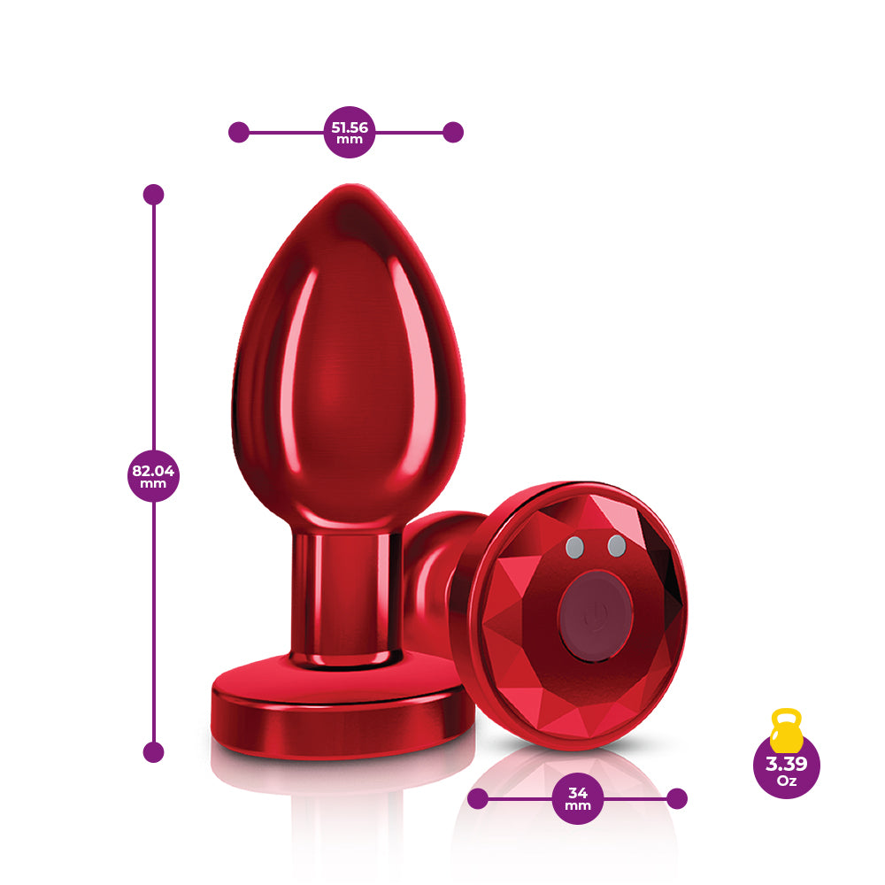 Cheeky Charms Vibrating Metal Plug Red W/ Remote