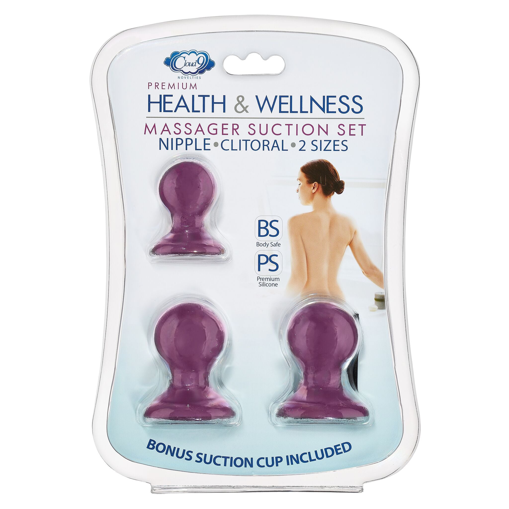 Cloud 9 Health and Wellness Nipple and Clitoral Massager Suction Set Plum
