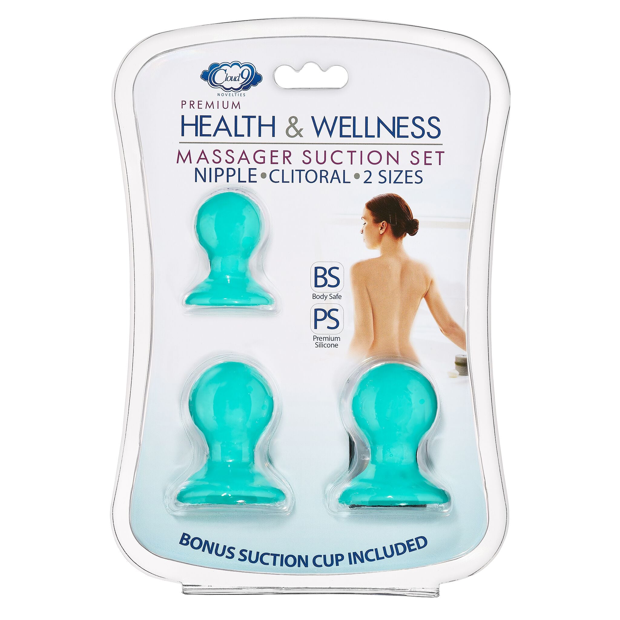 Cloud 9 Health and Wellness Nipple and Clitoral Massager Suction Set Teal