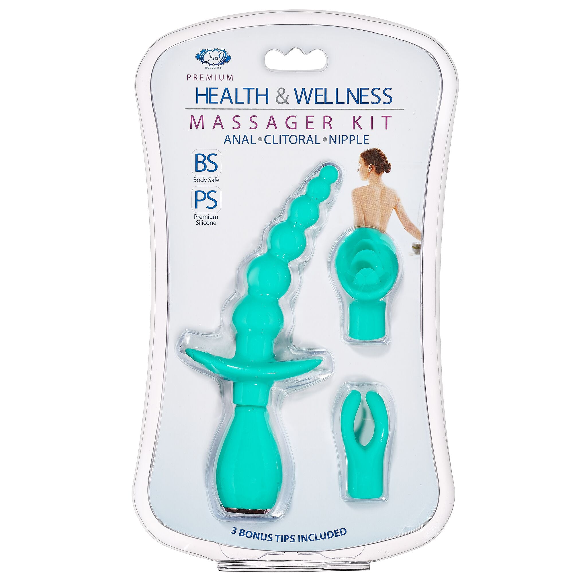 Cloud 9 Health & Wellness Anal Clitoral & Nipple Massager Kit Teal