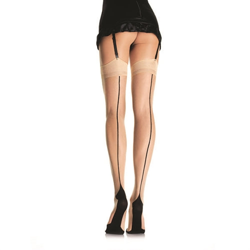 Contrast Backseam Stockings - One Size Nude