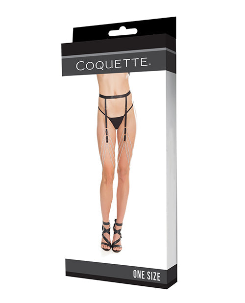 Coquette Darque Elastic & Chain Garterbelt Bk O/s