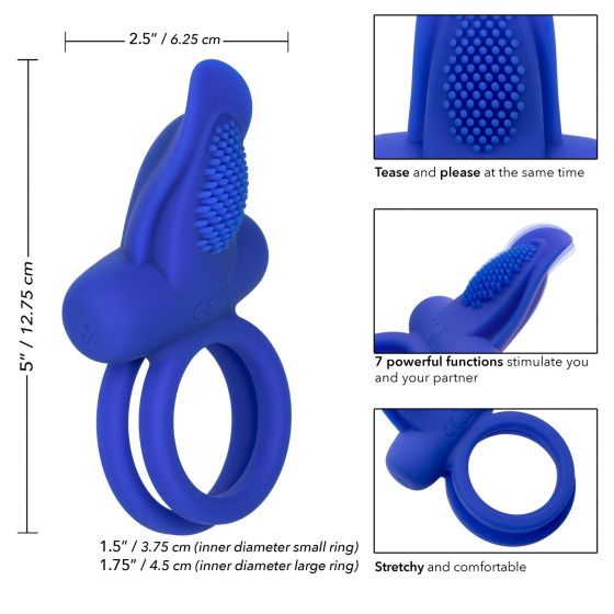 Couples Enhancers Silicone Rechargeable Dual Pleaser Enhancer - Blue