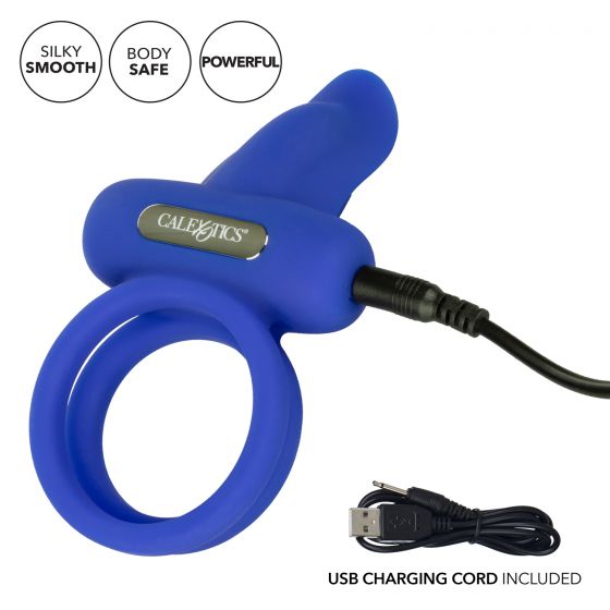 Couples Enhancers Silicone Rechargeable Dual Pleaser Enhancer - Blue