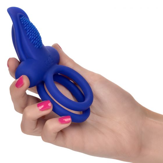 Couples Enhancers Silicone Rechargeable Dual Pleaser Enhancer - Blue