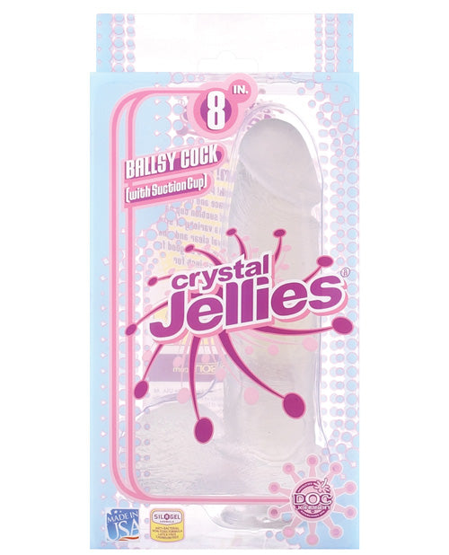 Crystal Jellies Realistic 8 In Cock W/ Balls Pink Clear / 8"