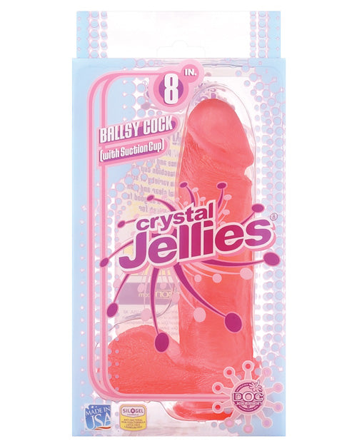 Crystal Jellies Realistic 8 In Cock W/ Balls Pink Pink / 8"