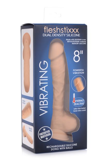 Curve Novelties Fleshstixxx 8" Vibrating Silicone Dildo W/balls