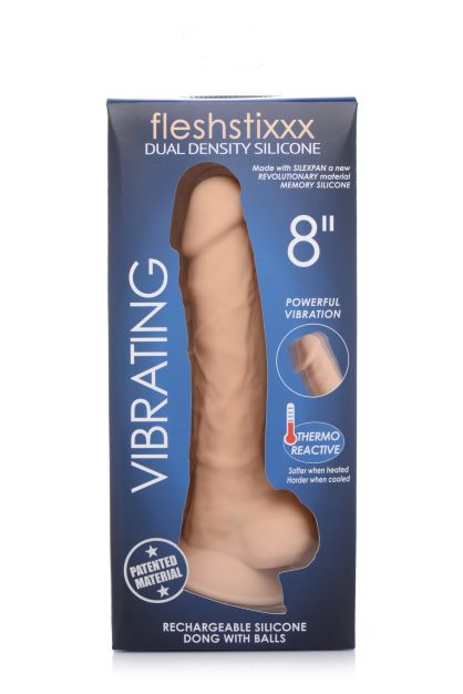 Curve Novelties Fleshstixxx 8" Vibrating Silicone Dildo W/balls