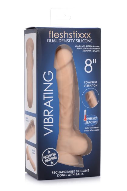 Curve Novelties Fleshstixxx 8" Vibrating Silicone Dildo W/balls