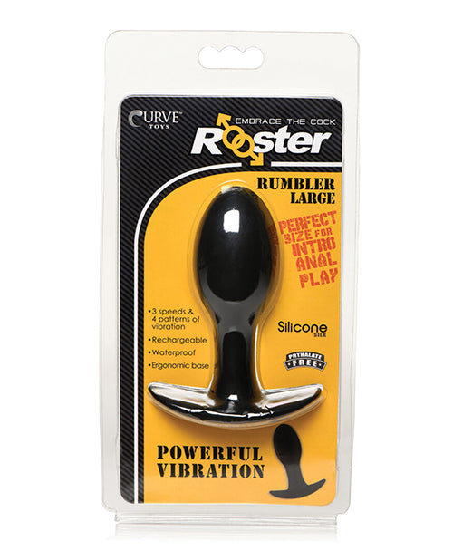 Curve Novelties Rooster Rumbler Vibrating Silicone Anal Plug - Black Large
