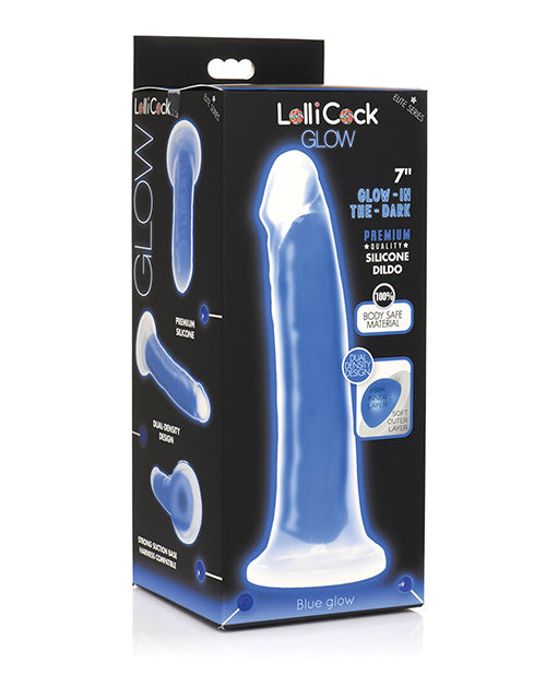 Curve Toys Lollicock 7" Glow In The Dark Silicone Dildo Blue