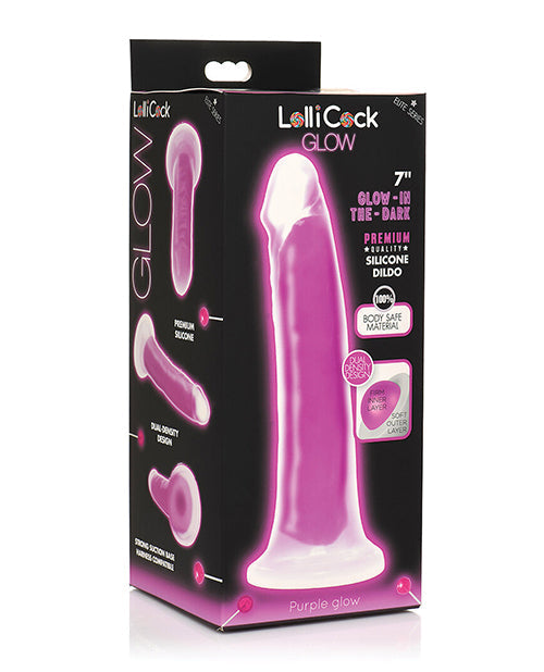 Curve Toys Lollicock 7" Glow In The Dark Silicone Dildo Purple