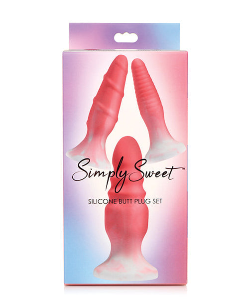 Curve Toys Simply Sweet Silicone Butt Plug Set Blue