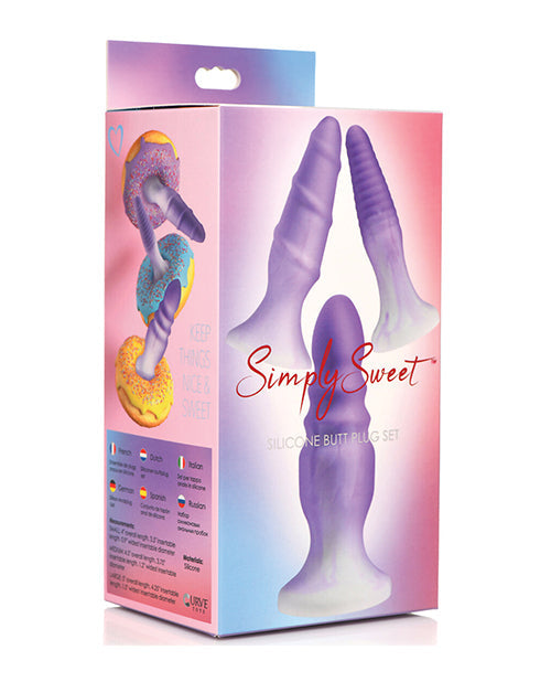 Curve Toys Simply Sweet Silicone Butt Plug Set Purple