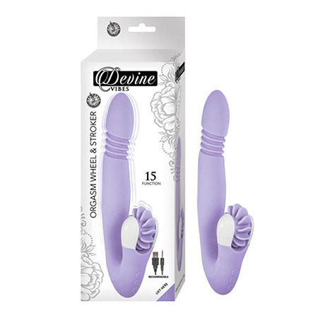 Devine Vibes Clitoral and Vaginal Orgasm Wheel & Stroker Vibrator - Lavender