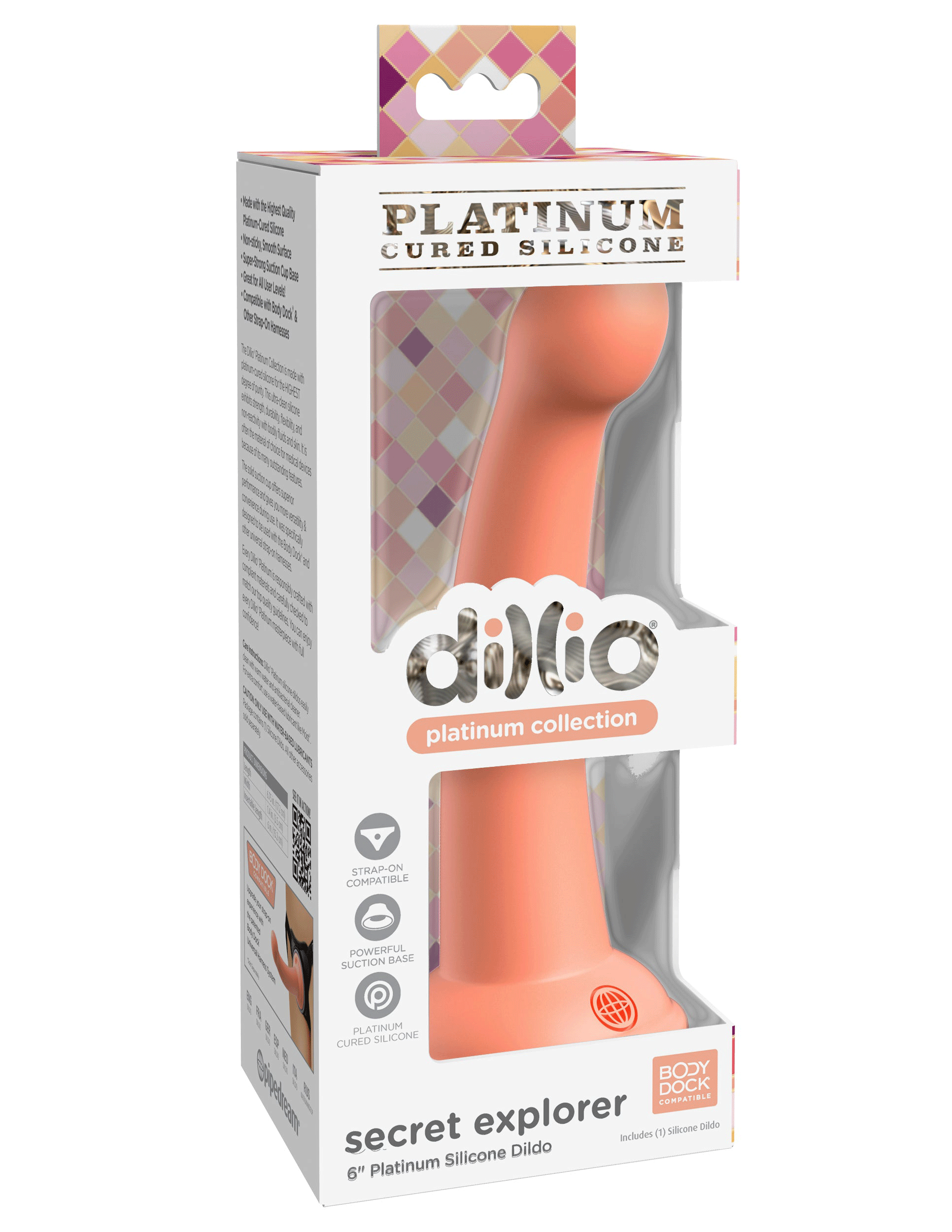 Dillio Platinum - Secret Explorer 6 Inch Dildo Peach