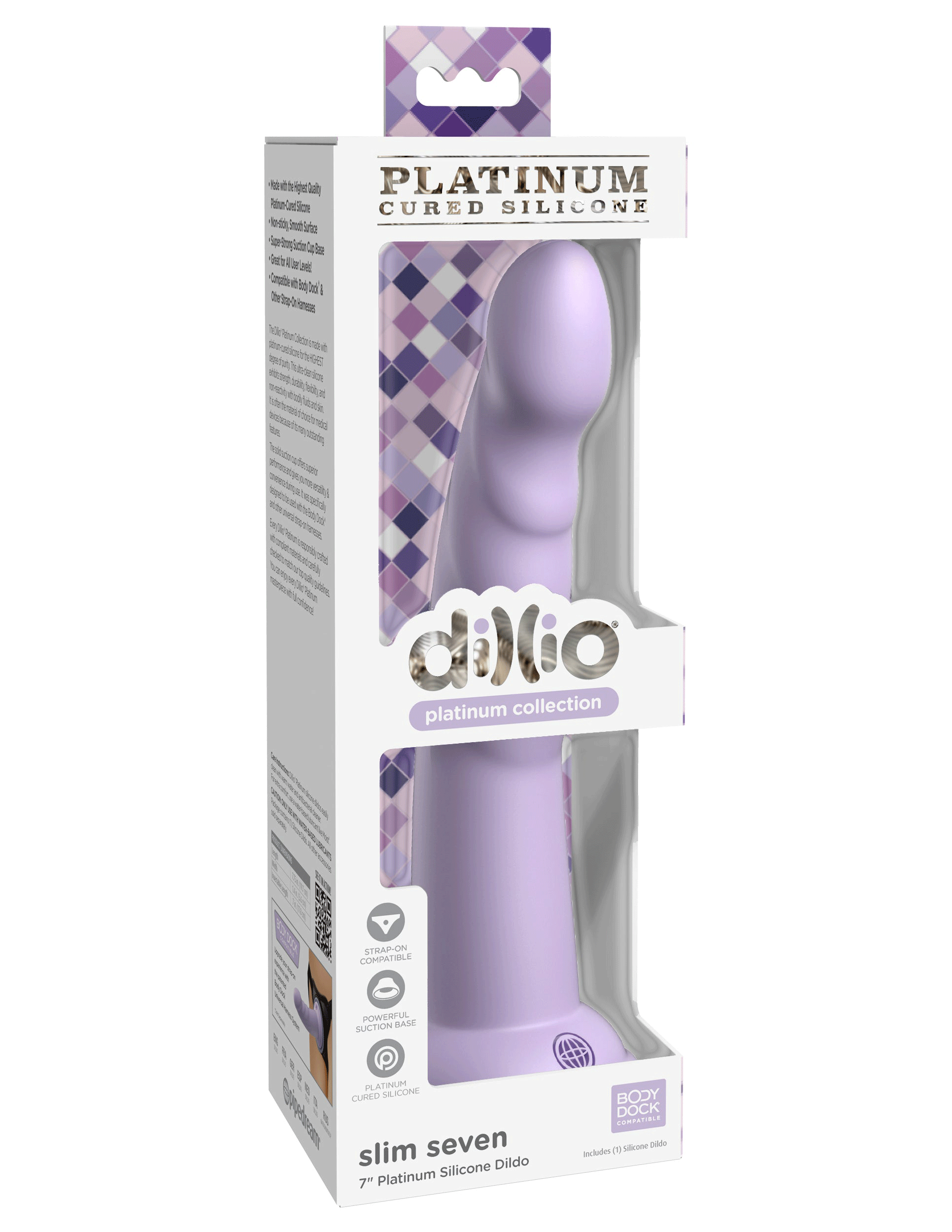 Dillio Platinum - Slim Seven 7 Inch Dildo Purple