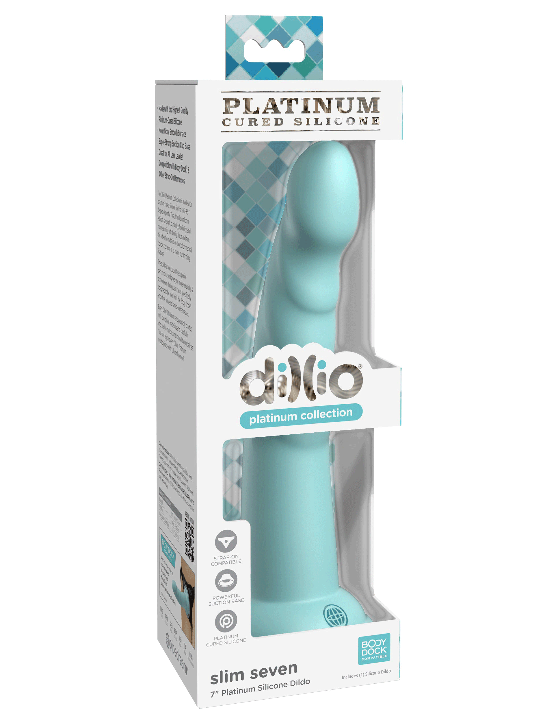 Dillio Platinum - Slim Seven 7 Inch Dildo Teal