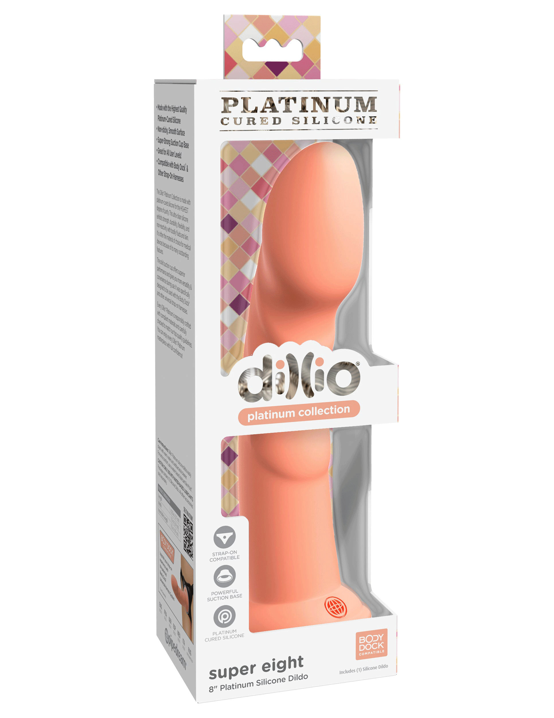 Dillio Platinum - Super Eight 8 Inch Dildo - Peach Peach