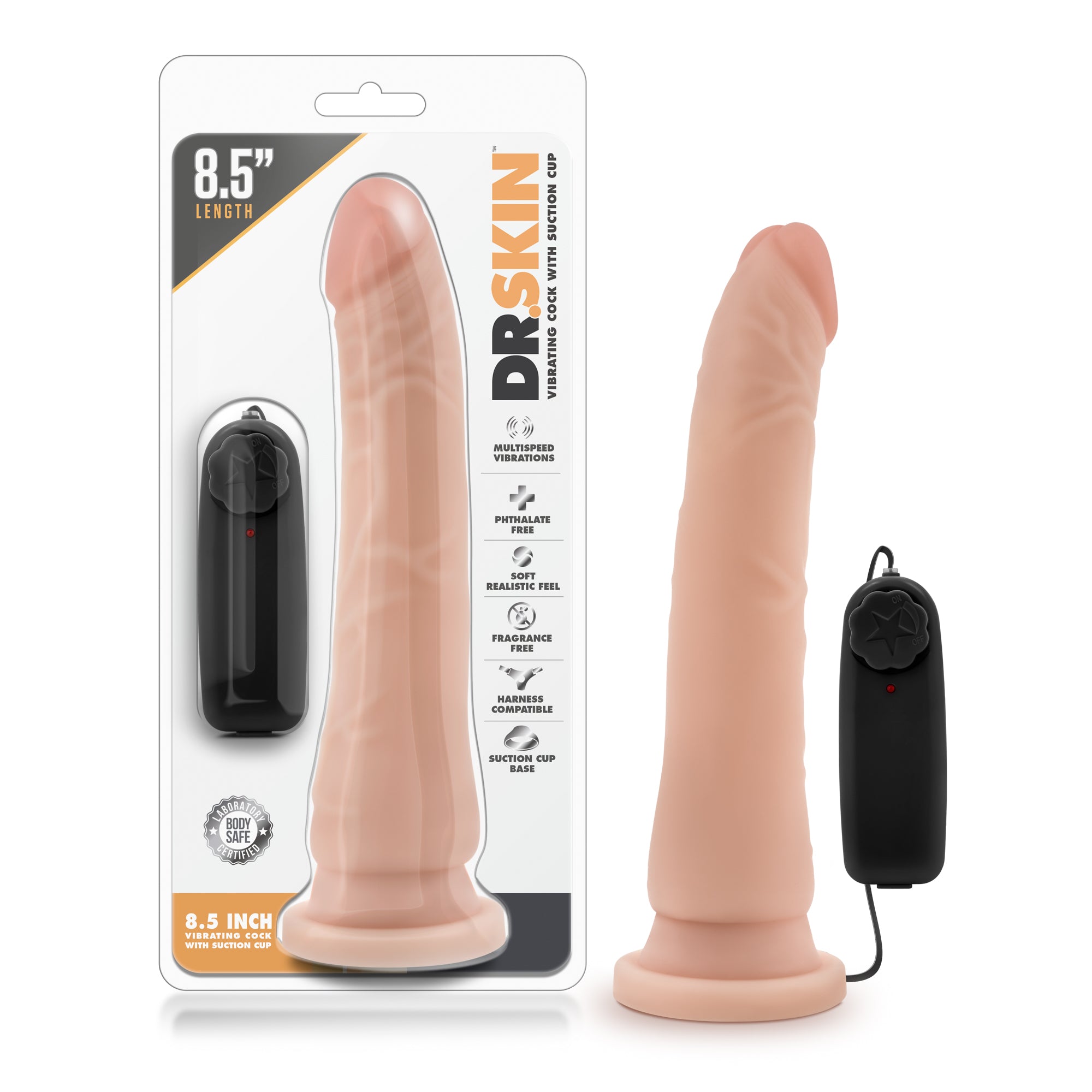 Dr. Skin - 8.5 Inch Vibrating Realistic Cock With Suction Cup Vanilla