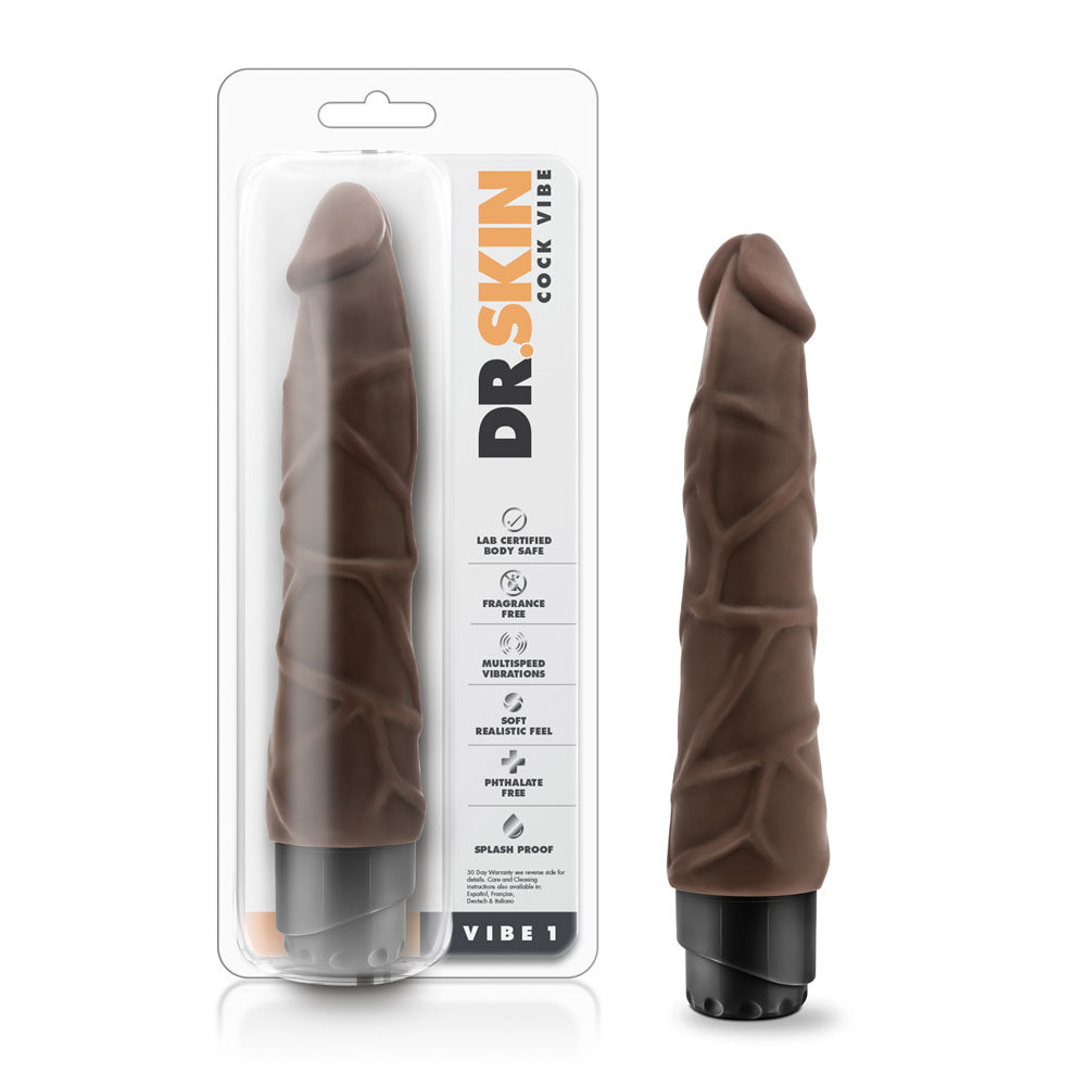 Dr. Skin - Cock Vibrator 1 - 9 Inch Vibrating Cock -  Chocolate