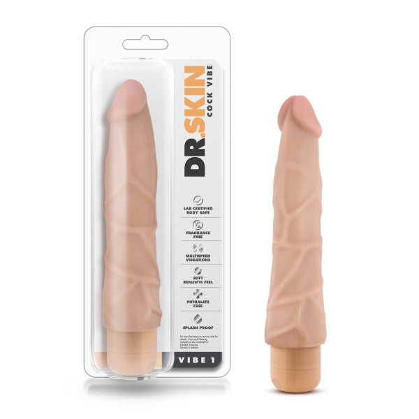 Dr. Skin - Cock Vibrator 1 - 9 Inch Vibrating Cock -  Chocolate