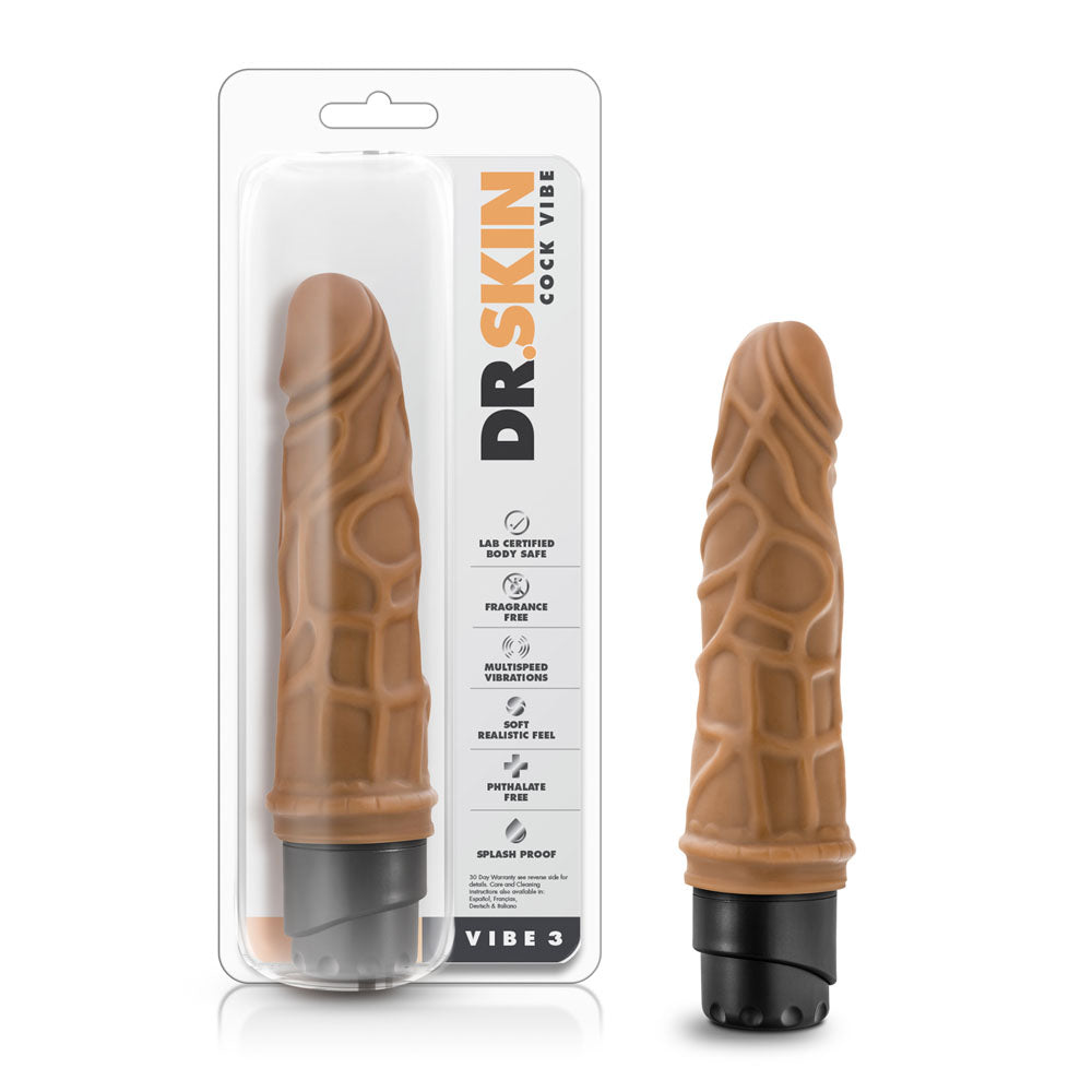 Dr. Skin - Cock Vibrator 3 - 7.25 Inch Vibrating Cock Mocha